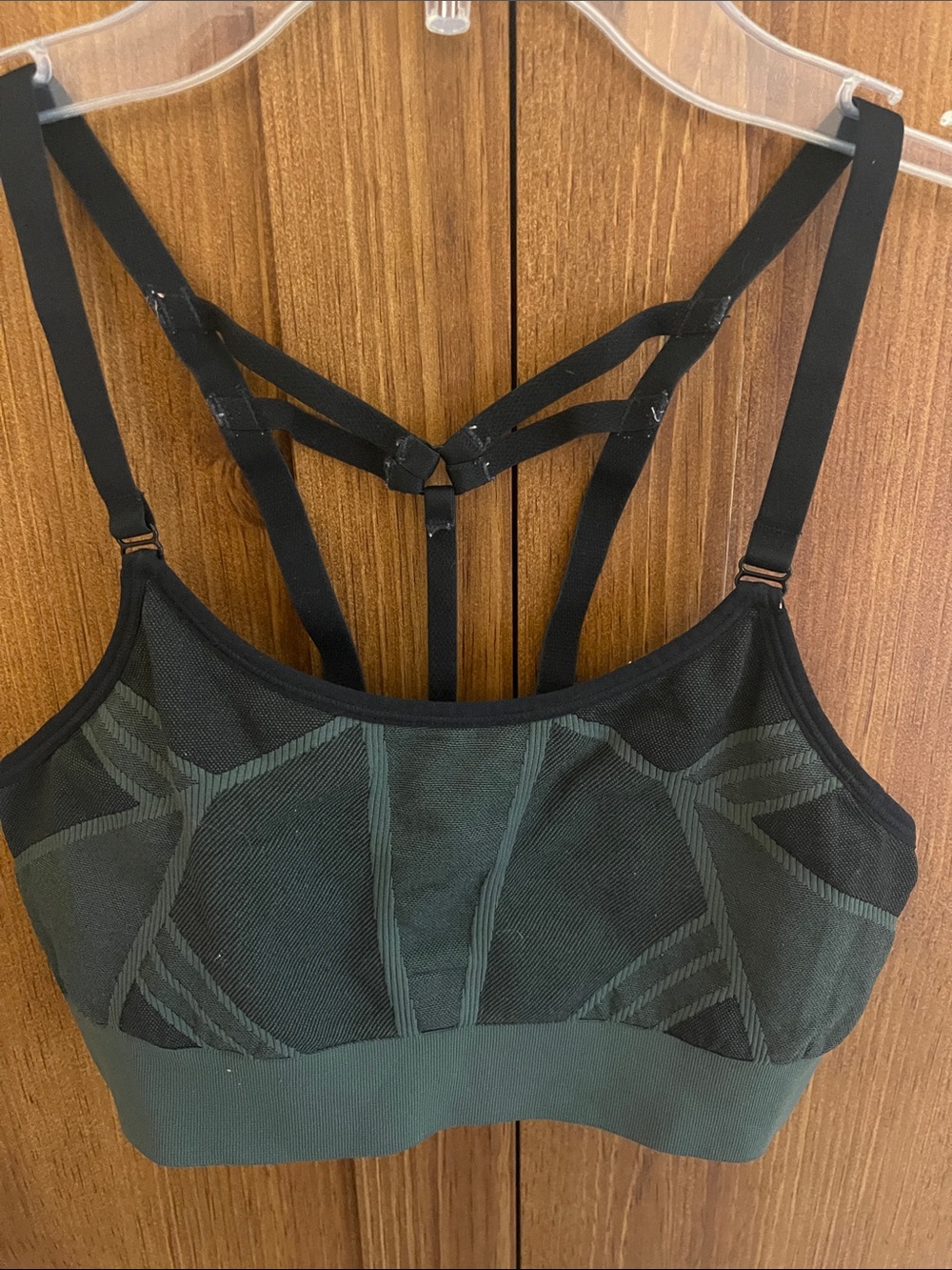 Champion Black & Dark Green Strappy Sports Bra